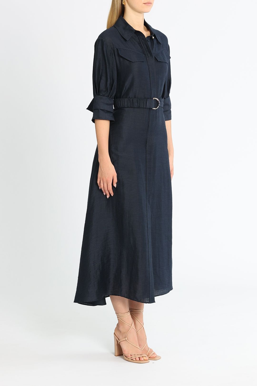 Acler Corte Dress Navy Midi