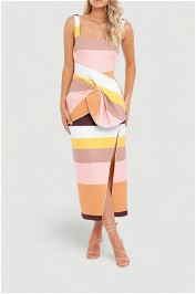 Acler Harper Dress Rainbow Stripe sleeveless