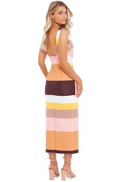 Hire Harper dress in rainbow stripe for summer events.
