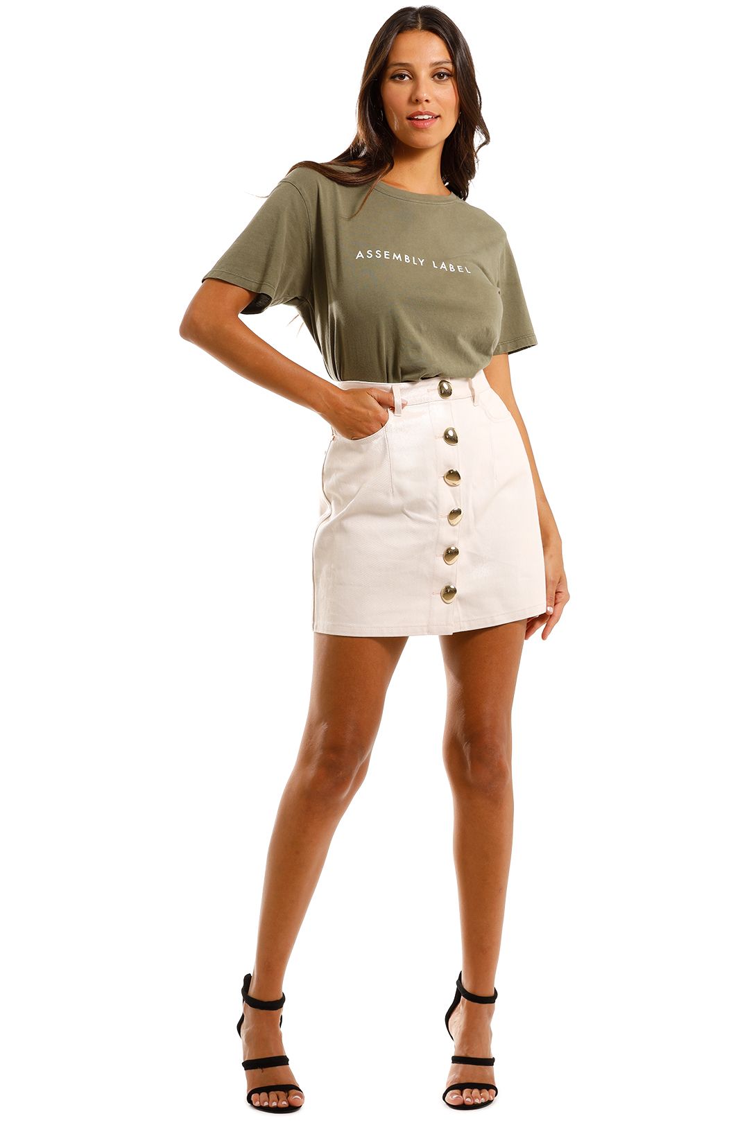 Acler Hiller Denim Skirt Mini in White Pockets