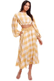 Acler Sutherland Top and Skirt Set mustard white