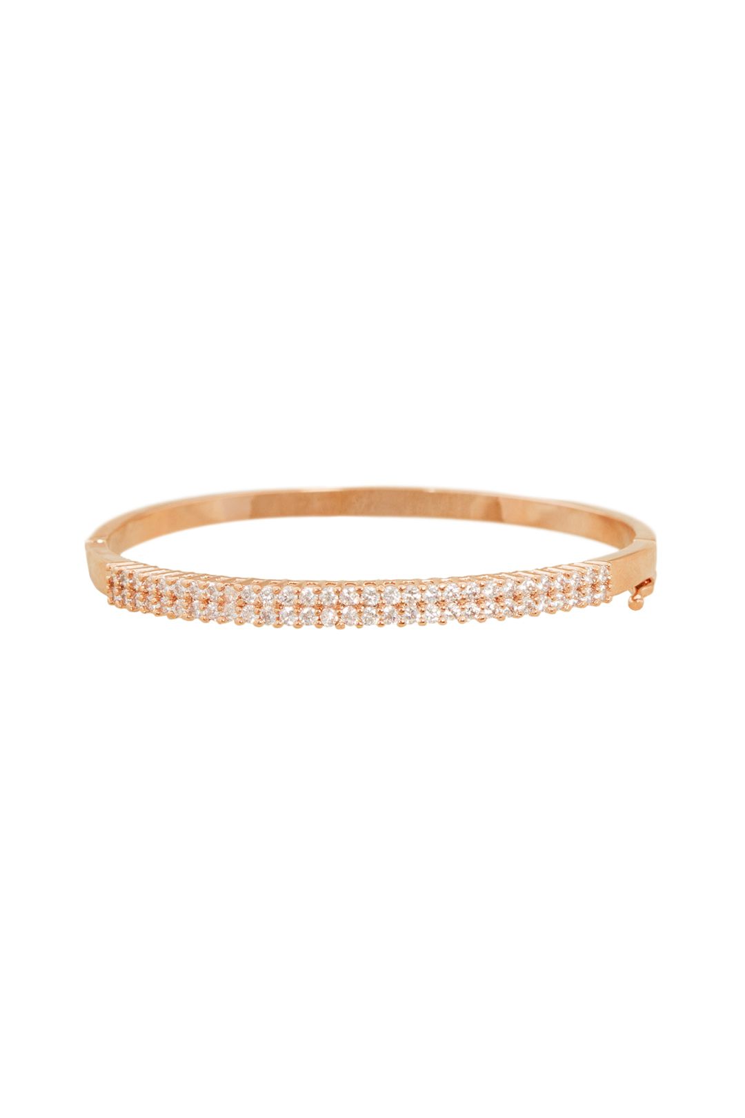 Adorne - Fine Diamante Hinge Metal Bangle - Crystal Rose - Front