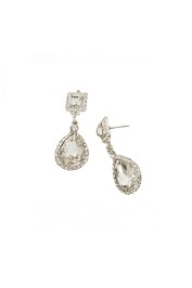 Adorne - 5cm Square and Large Teardrop Earring - Crystal Silver - Front