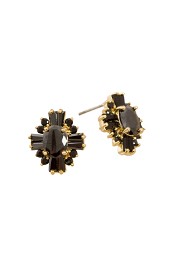 Adorne - CZ Deco Vintage Diamante Stud Earring - Black - Front