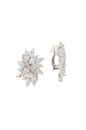 Adorne - CZ Diamante Vine Burst Clip On Earring - Silver - Front