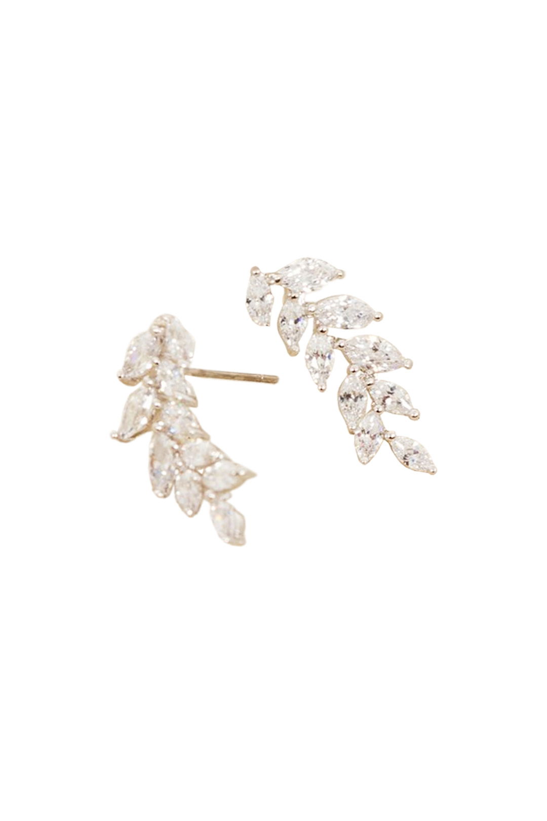 Adorne - CZ Fine Diamante Vine Drop Earring - Silver - Front