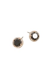 Adorne - CZ Round Diamante Halo Crystal Stud Earring - Black - Front