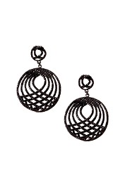 Adorne - Diamante Architectural Curved Earring - Black - Front