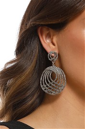 Adorne - Diamante Architectural Curved Earring - Gunmetal Smoke - Product