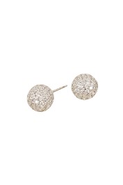 Adorne - Diamante Covered Ball Stud Earring - Silver Crystal - Front