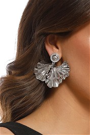 Adorne - Layered Petal Stud Earring - Silver - Product