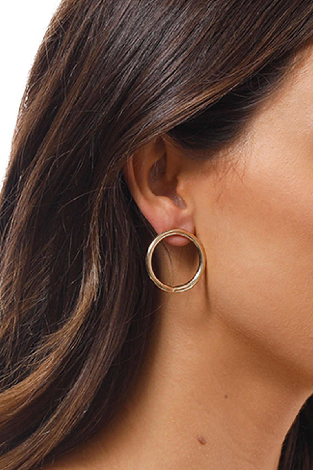 Adorne - Medium Front Hoop Stud Earring - Gold - Side