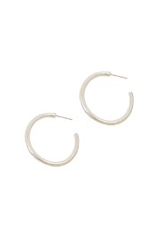 Adorne - Medium Open End Metal Hoop Earring - Silver - Front