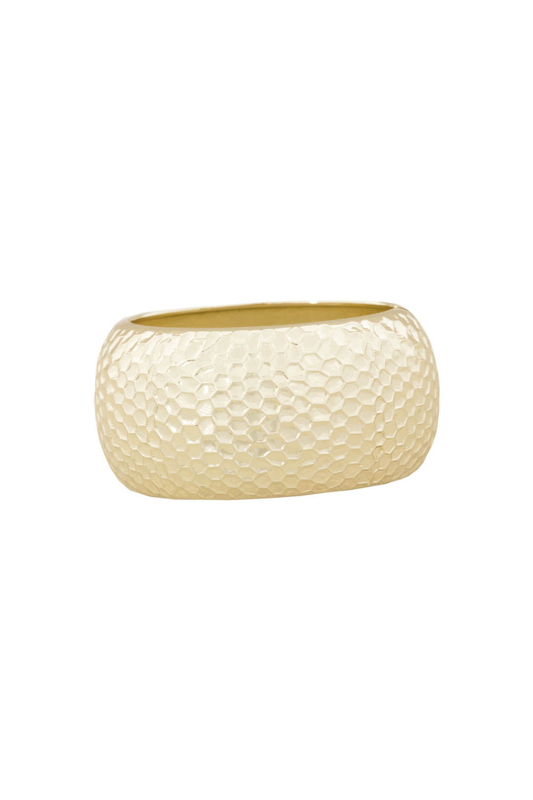 Adorne - Pitted Metal Dome Hinge Cuff - Light Gold - Front