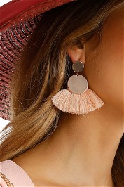 Adorne - Polished Disks Fringe Earring - Pink - Product