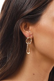Adorne - Simple Chain Link Earrings - Gold - Side