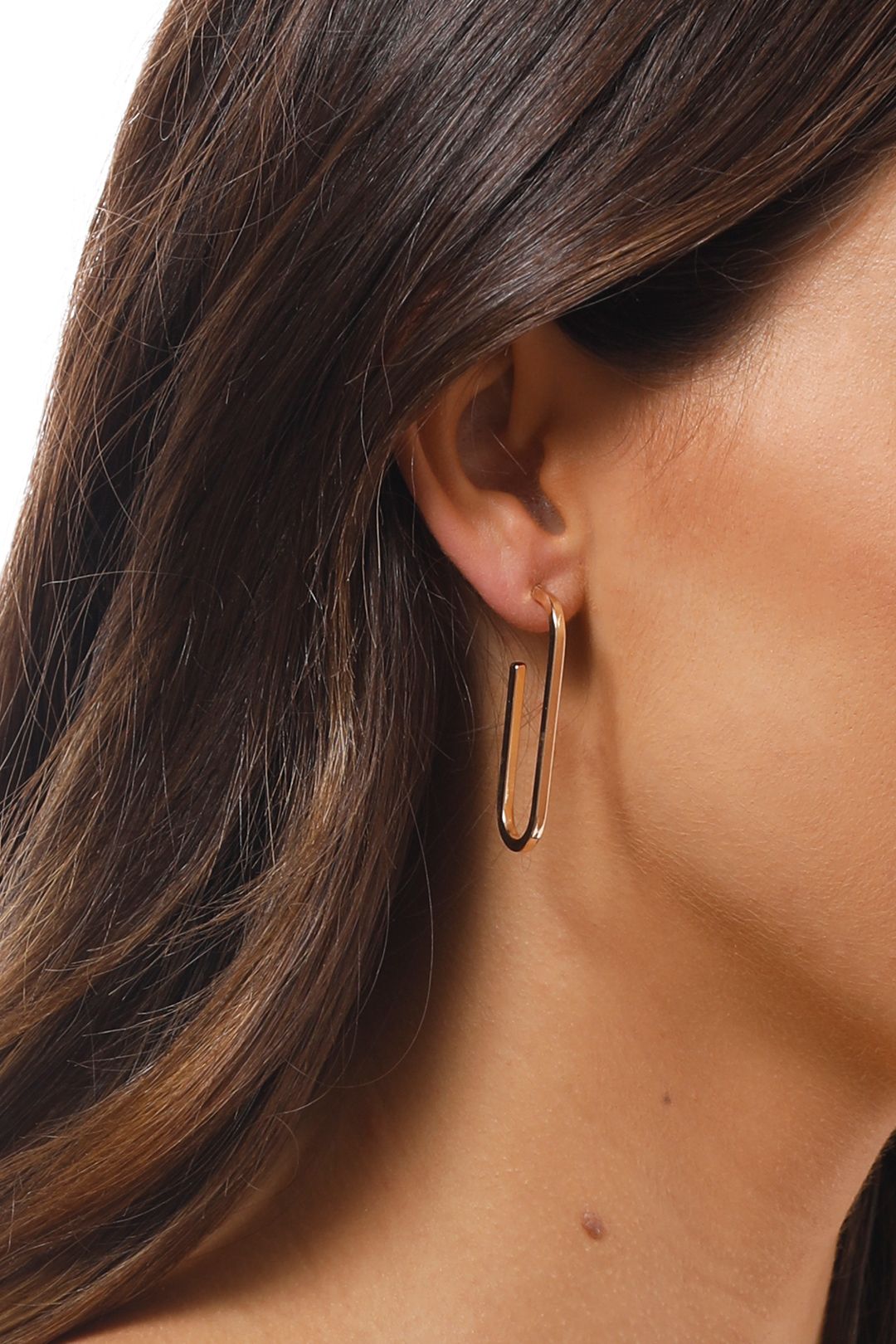 Adorne - Single Link Stud Earrings - Gold - Side