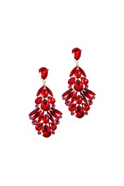 Adorne - Statement Jewel Drop Earring - Red Rose - Front