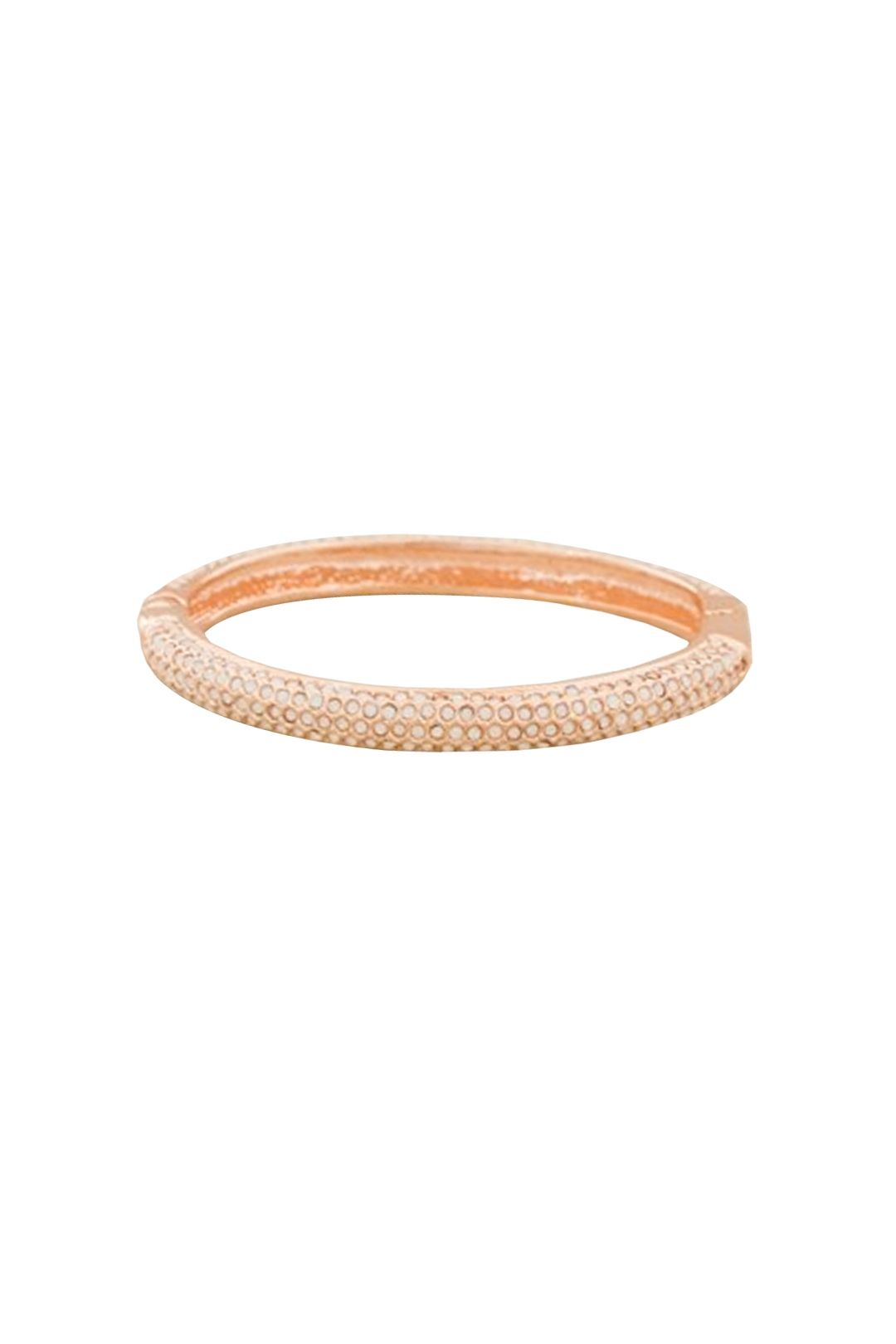 Adorne -Thin Diamante Hinged Bangle - Opal/Rose - Front