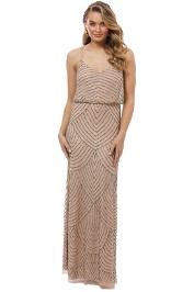 Adrianna Papell - Art Deco Beaded Blouson Gown - Taupe Pink - Front