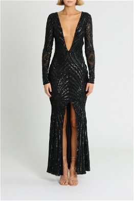 Alexandria Black Gown by Elle Zeitoune for Hire | GlamCorner