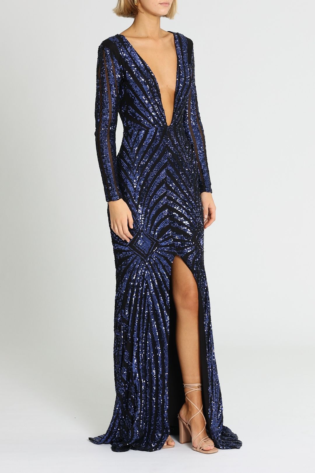 Art Deco Sequin Gown in Navy by Ae lkemi for Rent