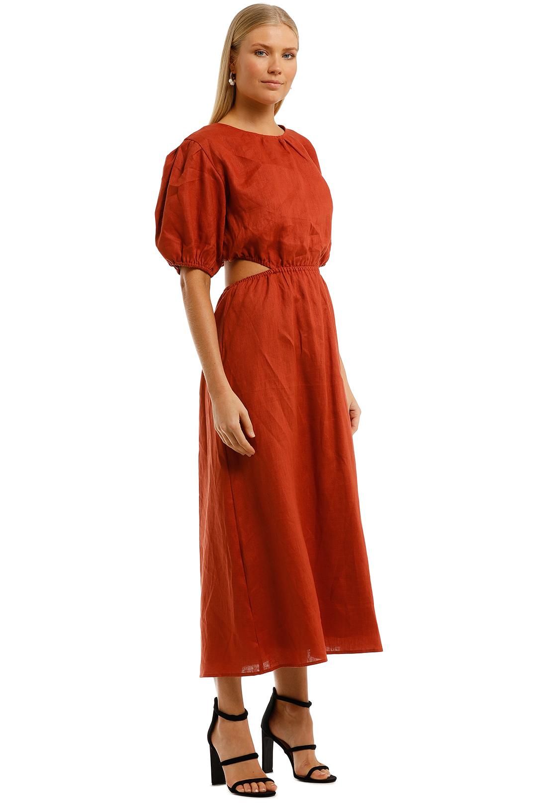 Cut Out Maxi Dress in Rust by AERE for Hire | GlamCorner Cut Out Maxi Dress in Rust by AERE for Hire | GlamCorner