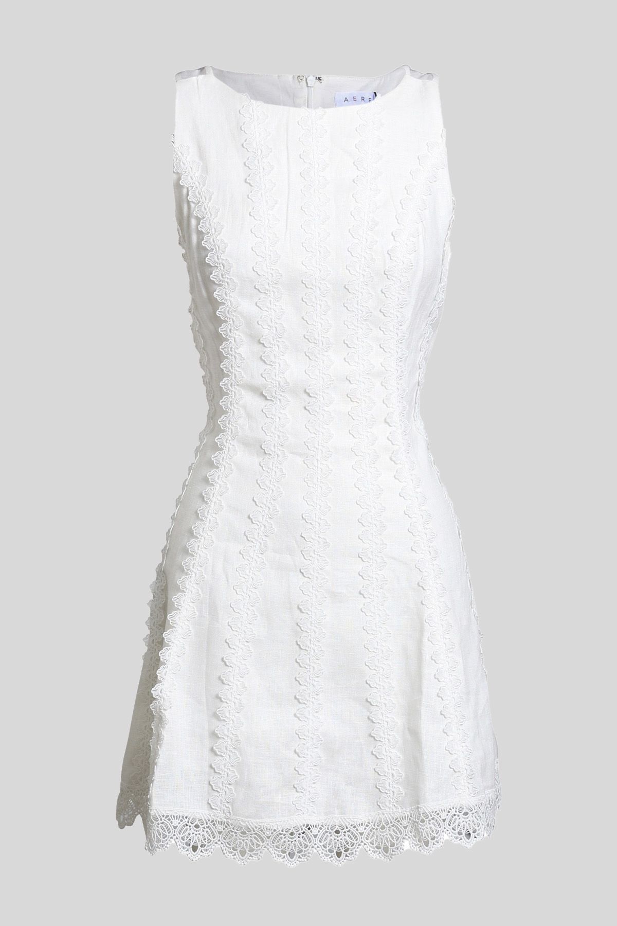knee length dresses for ladies Off White Collared Button Down Floral Crochet Lace Dress – SSYS main image 0