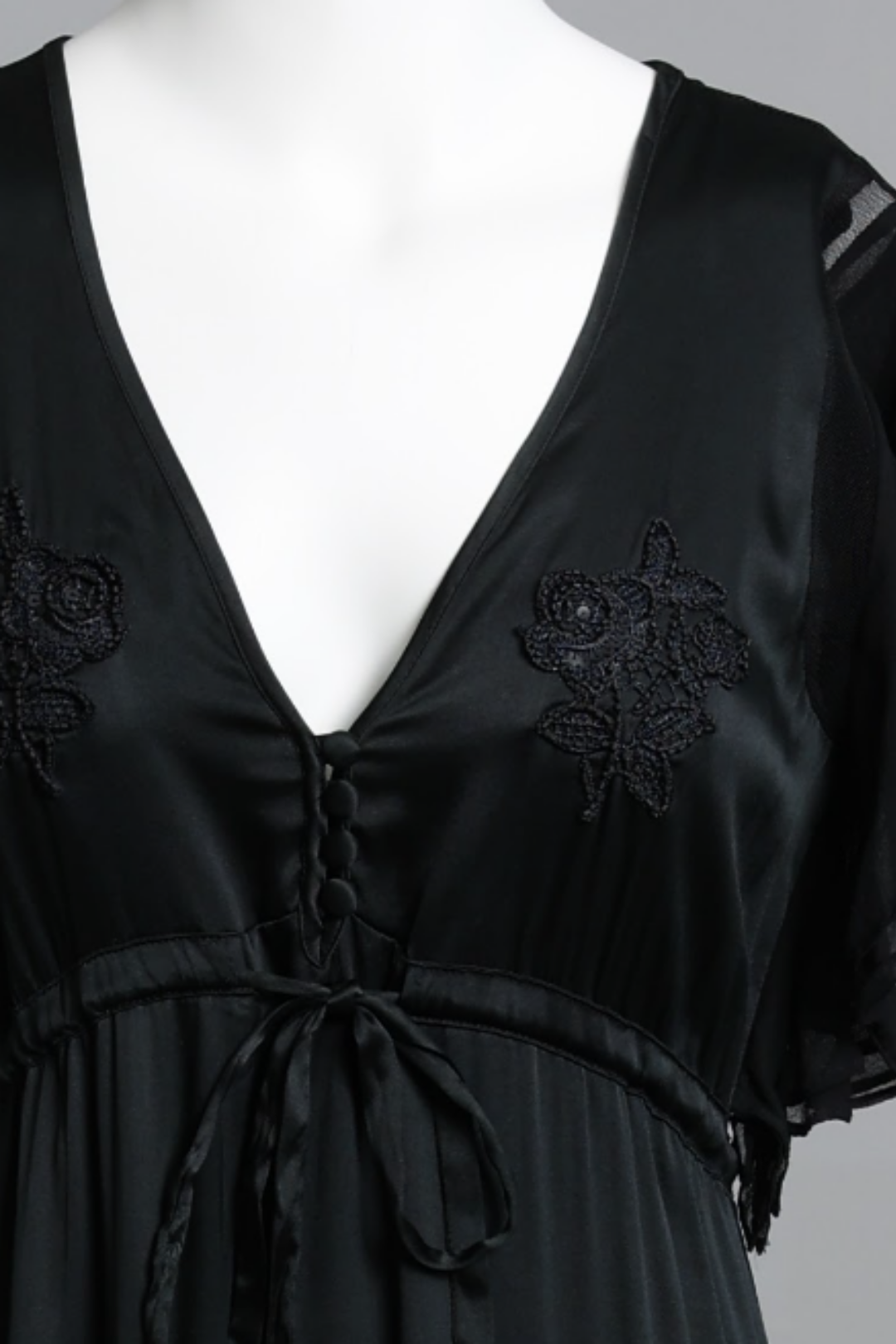 Alannah Hill - Black Silk Embroidered Floral Dress