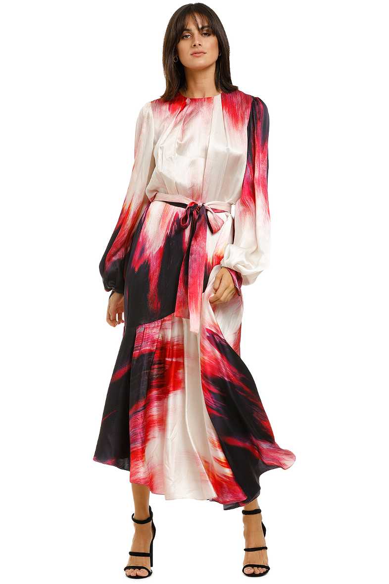 aje helena maxi dress AJE Helena Silk Dye Maxi Dress In Miami Dye Size M/ AU 10