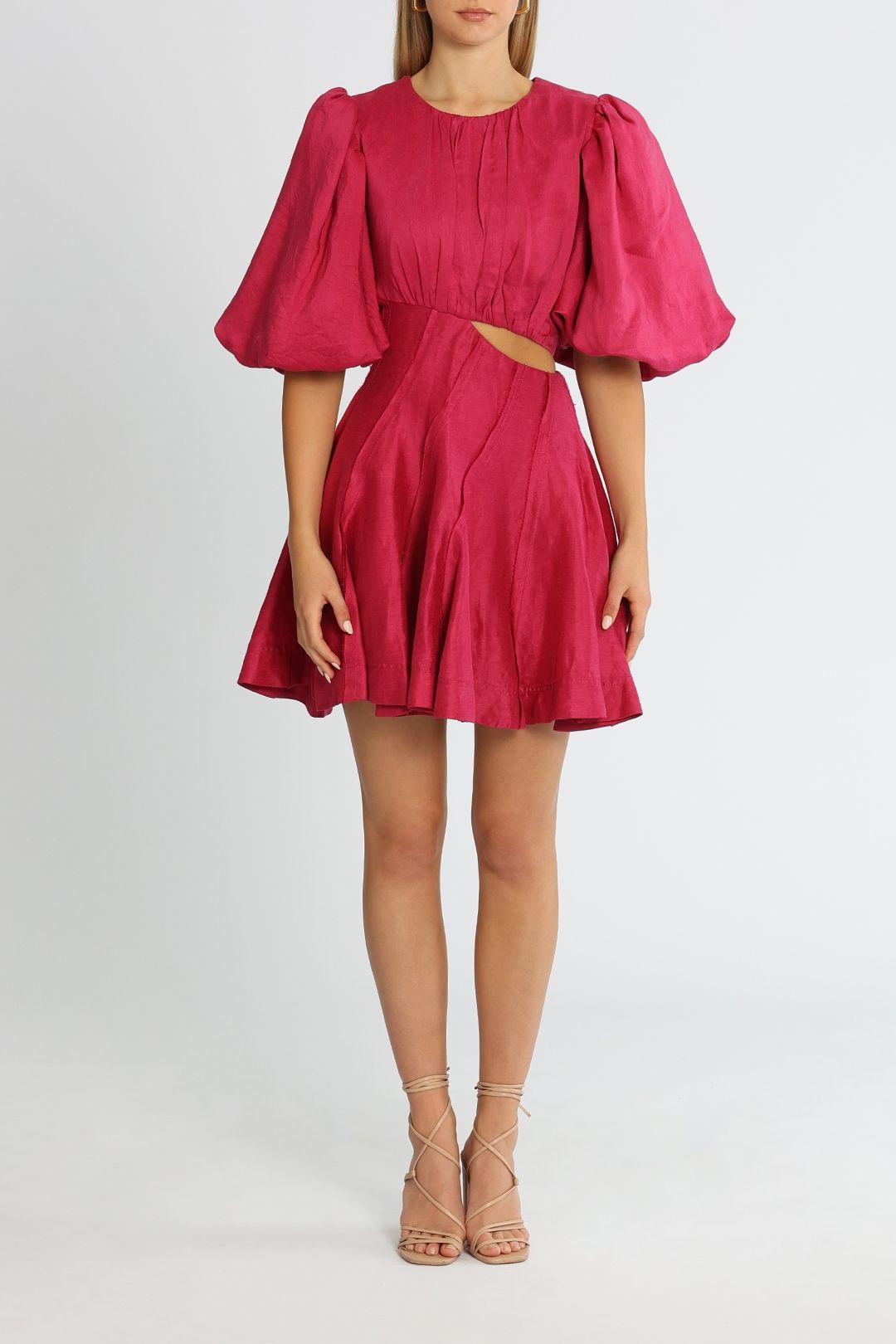 AJE Admiration Asymmetric Mini Dress Fuchsia