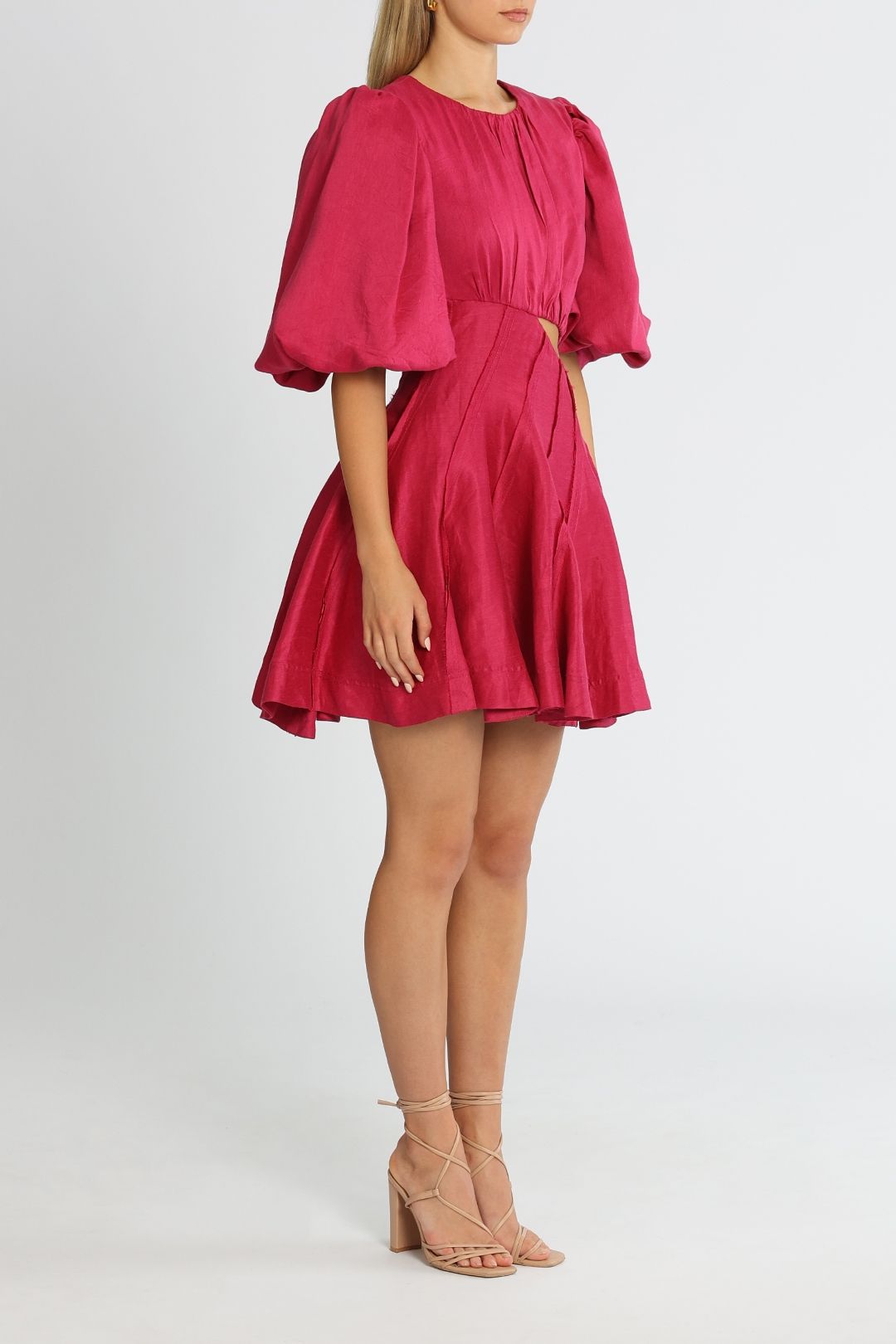 aje admiration asymmetric mini dress AJE Admiration Asymmetric Mini Dress Fuchsia Pink Size 6