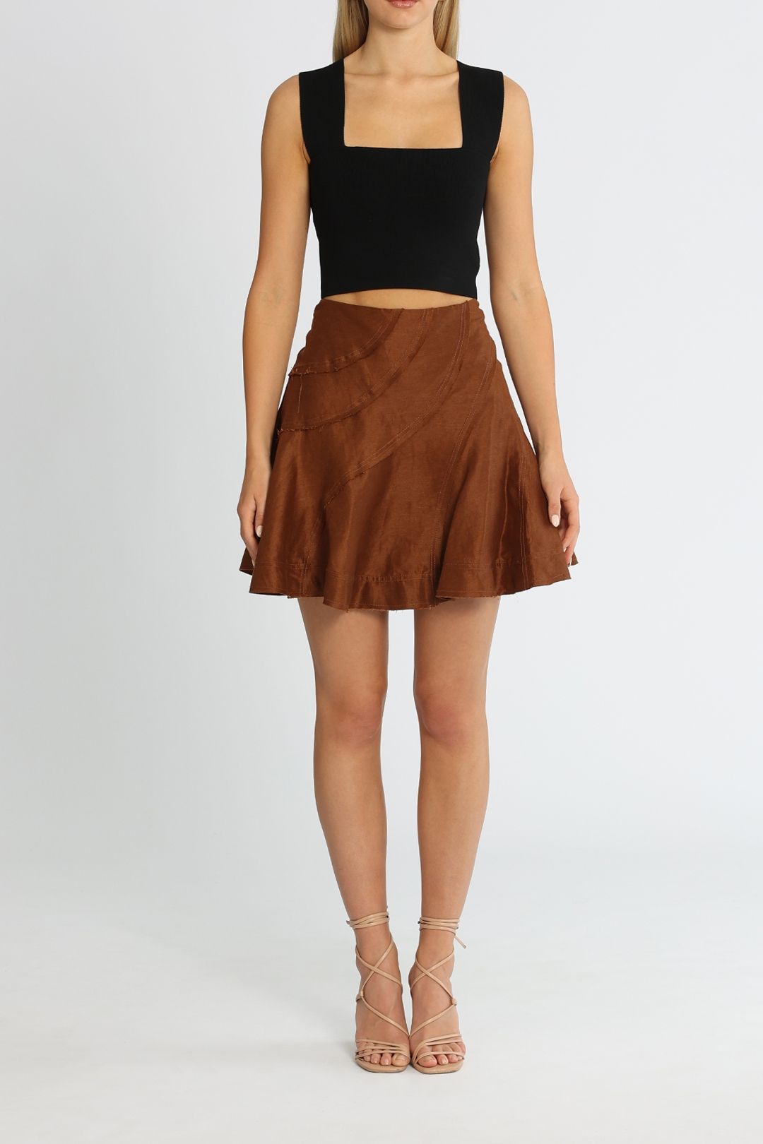 Hire Admiration Flip Mini Skirt in Coffee AJE GlamCorner
