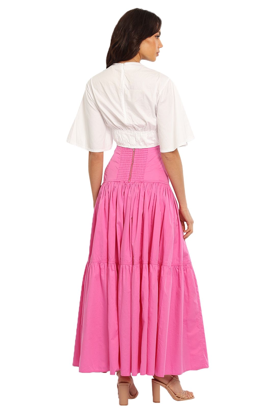 AJE Allégro Midi Skirt Pink High Waisted