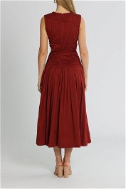 aje burgundy dress Bridgette Midi Dress