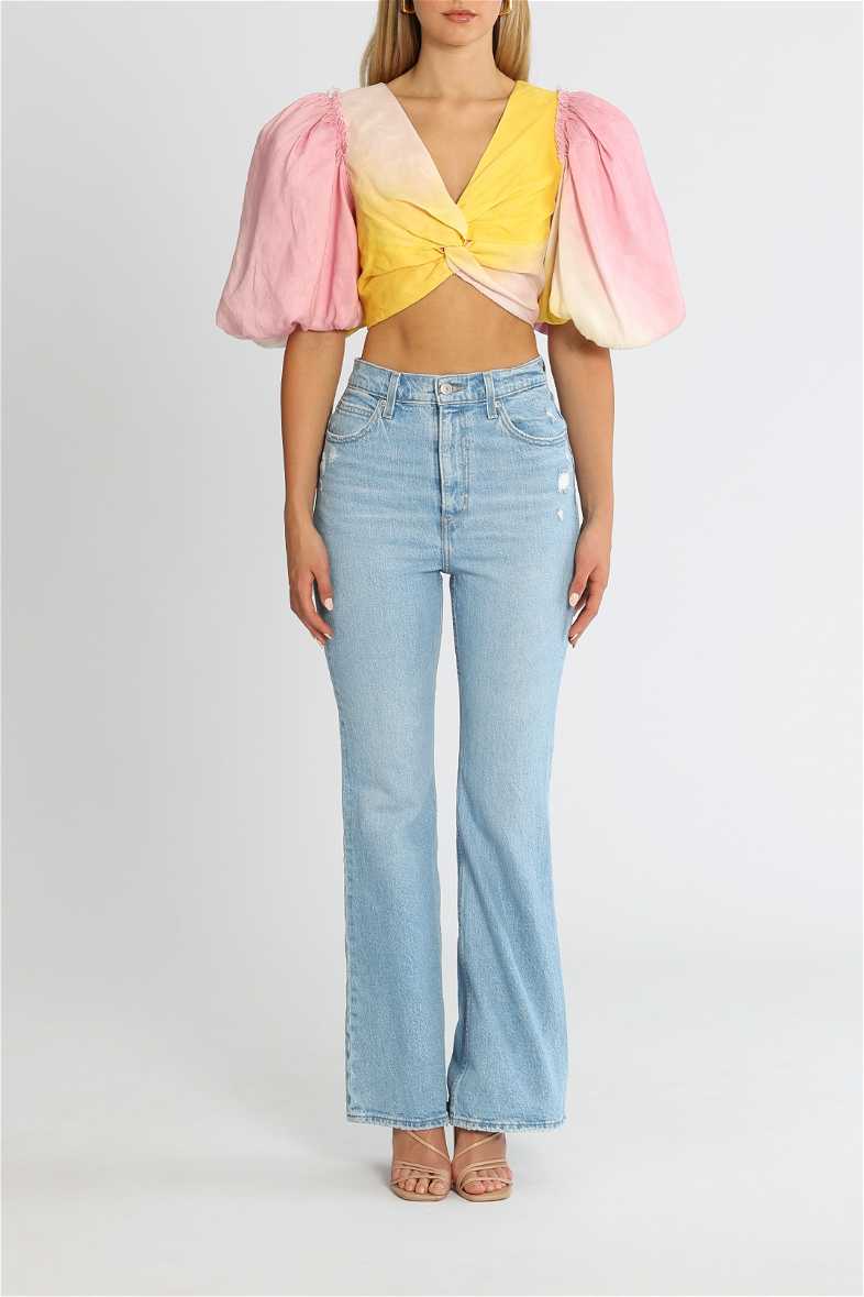 Hire Cloud Burst Crop Top in Pink | AJE | GlamCorner