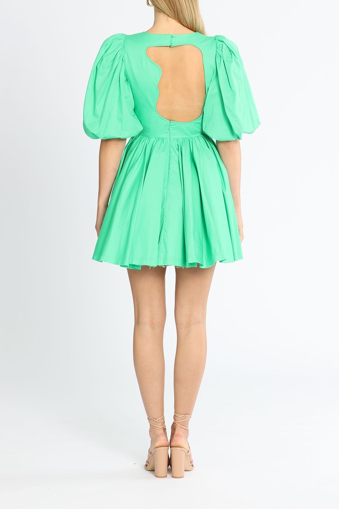 AJE Colette Cut Out Mini Dress Green Backless
