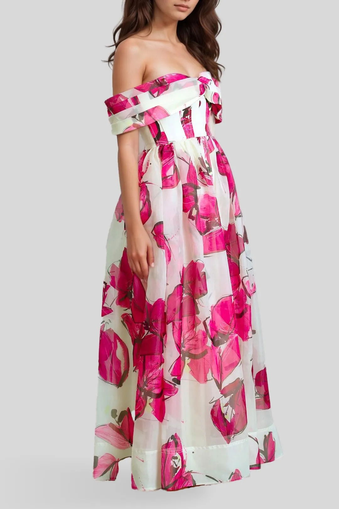 AJE Cordelia Corseted Maxi Dress Pink floral