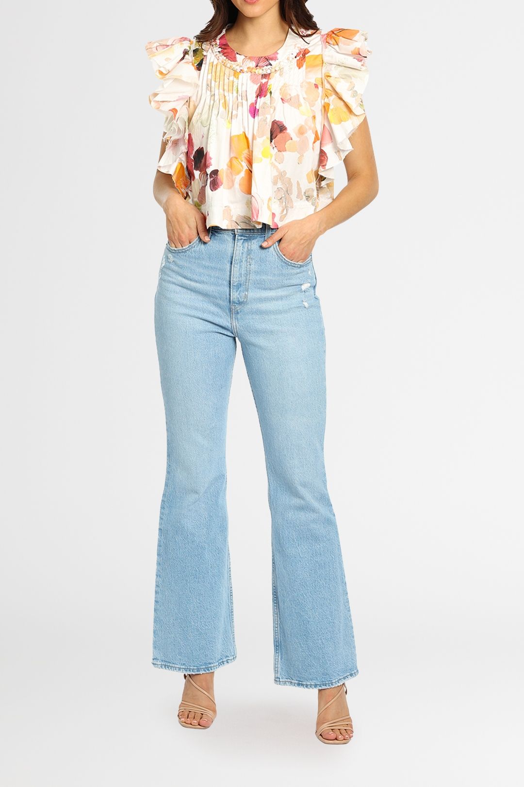 Dassia Frill Sleeve Top Aje