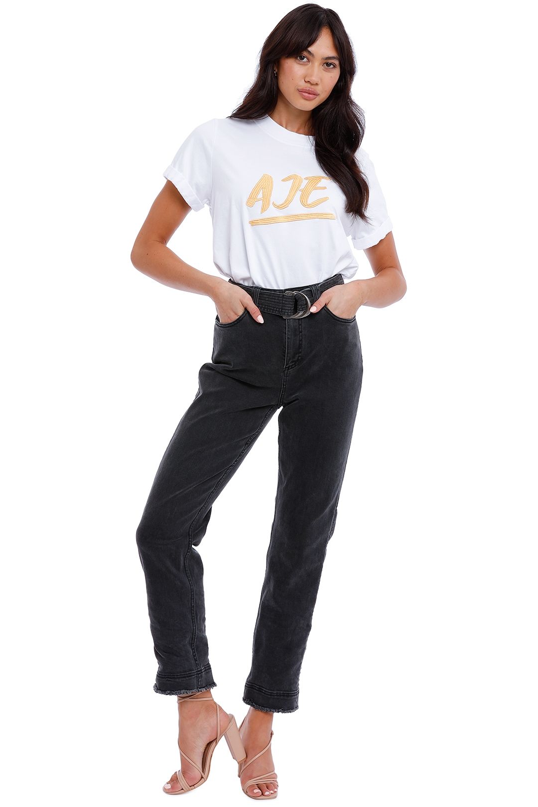 AJE Dylan Denim Belted Pant maxi