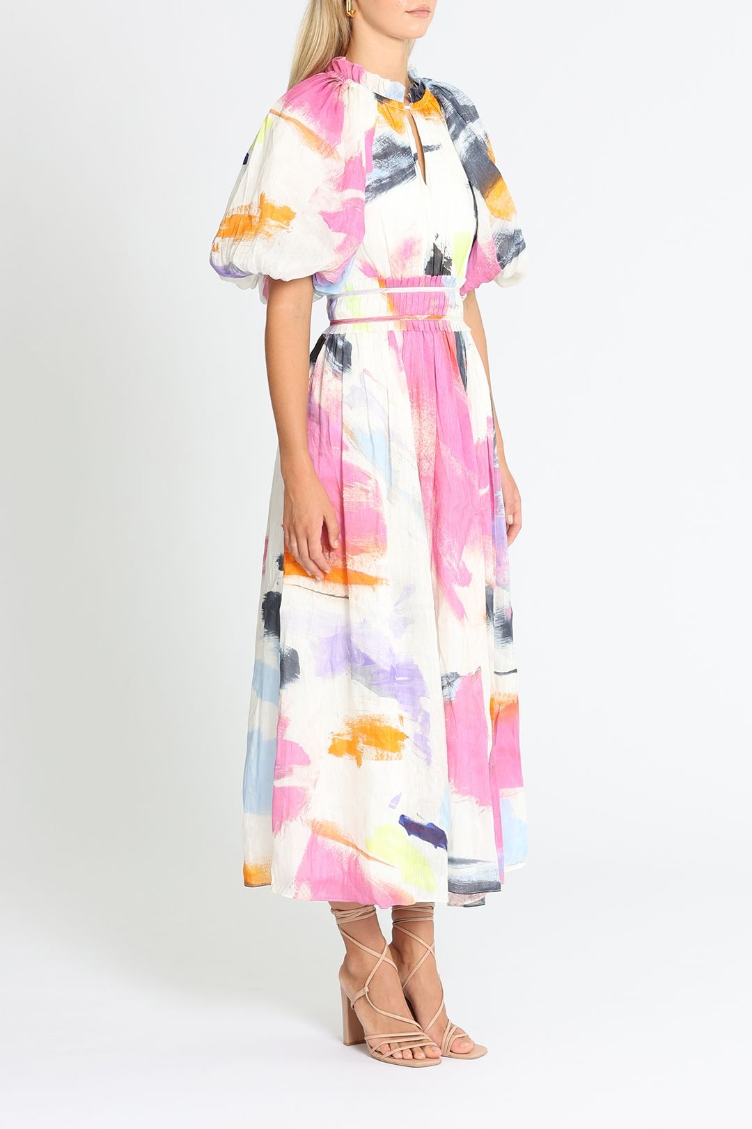 AJE Elysium Blouson Midi Dress Abstract