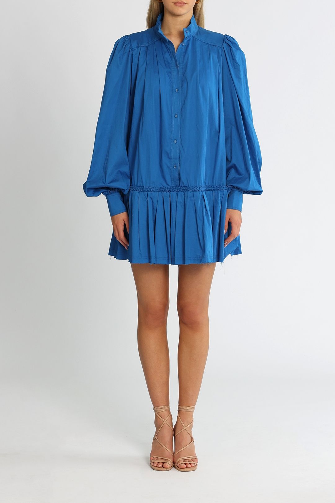 AJE Fallingwater Braided Smock Dress Cobalt Blue