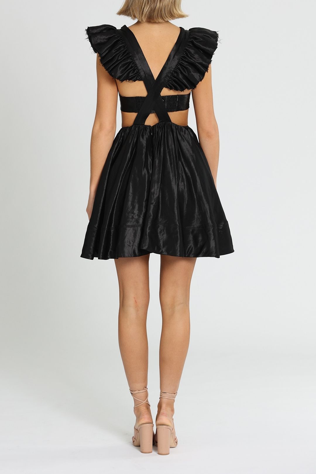 aje mini black dress Aje - Fallingwater Gathered Mini Dress Black (Size 8) – Goldie's main image 1