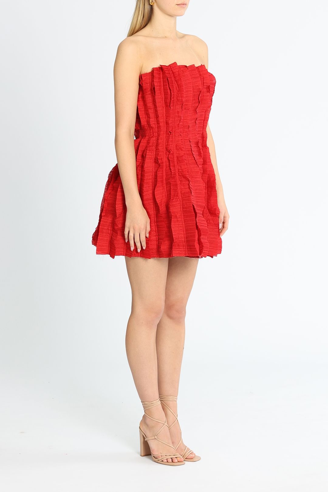 AJE Hybrid Mini Dress Red Strapless