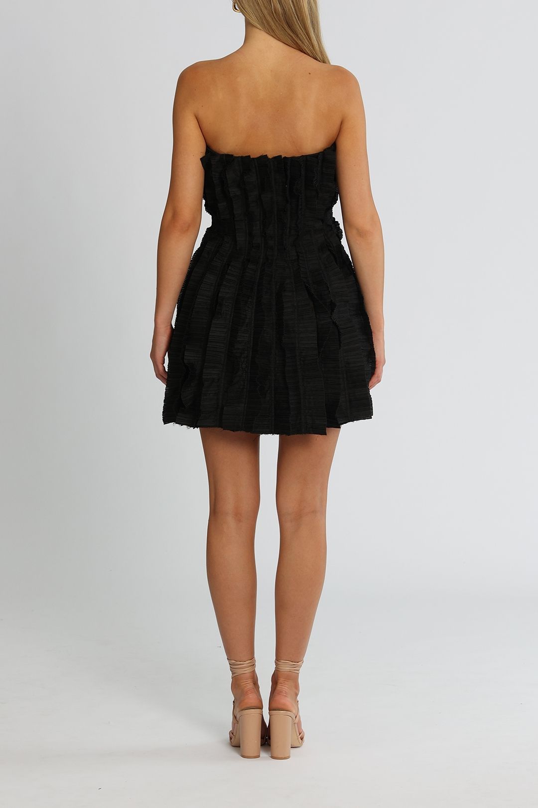 AJE Hybrid Sleeveless Mini Dress Black Pleats