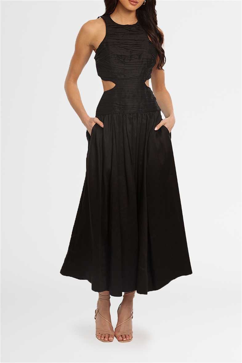 Hire Introspect Midi Dress in Black | AJE | GlamCorner
