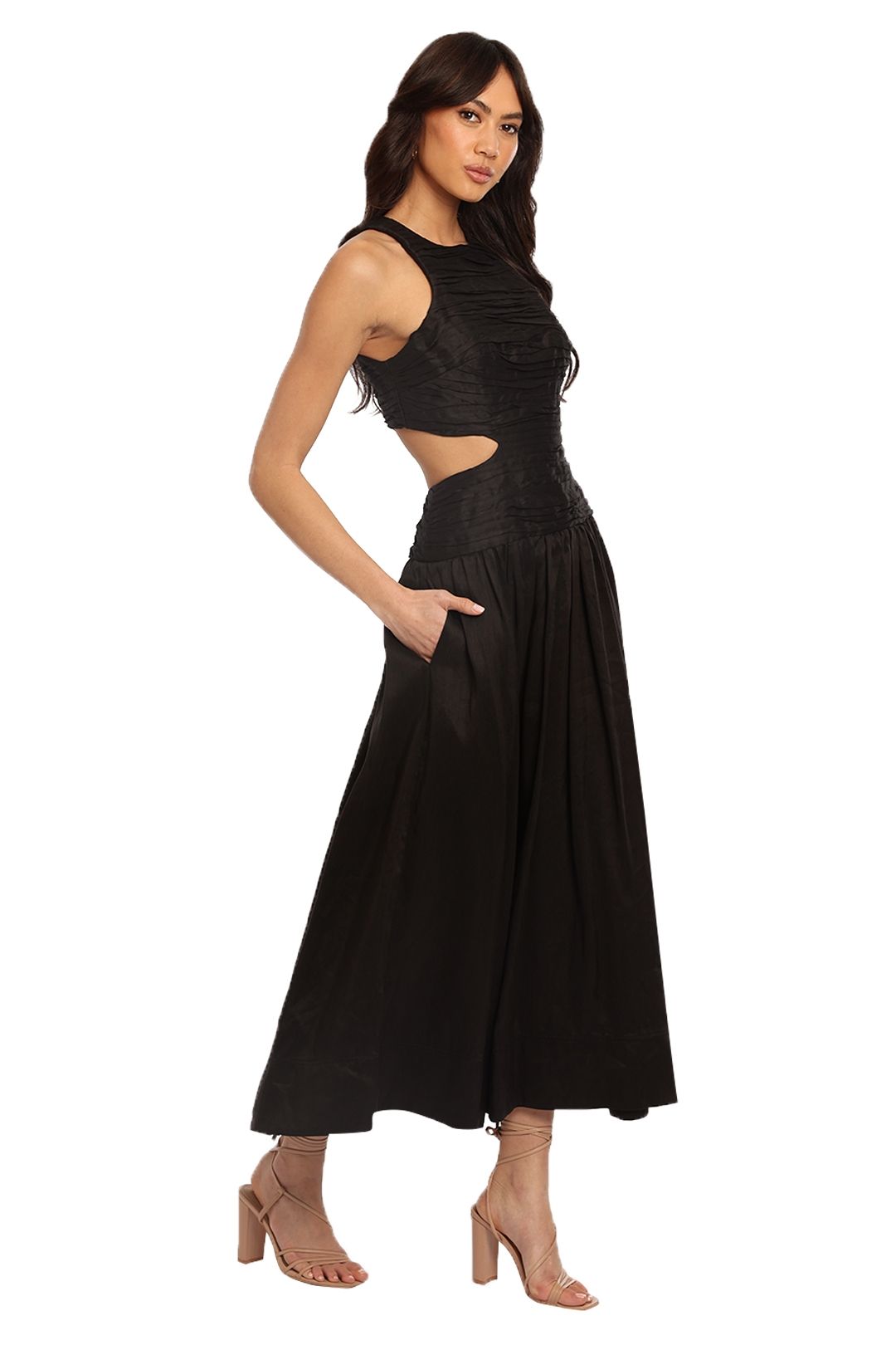 Hire Introspect Midi Dress in Black AJE GlamCorner