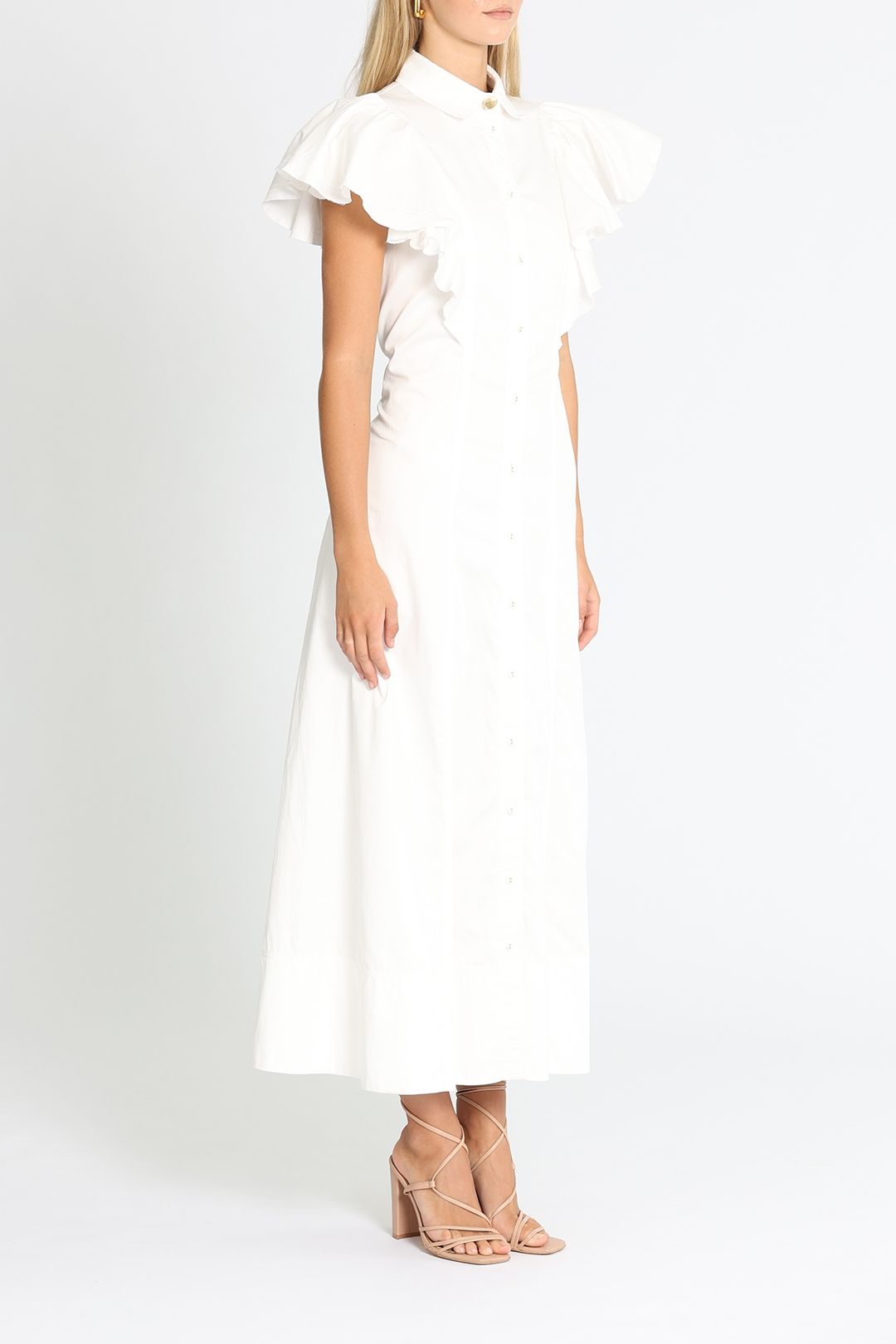 aje kindred frill midi dress Aje Kindred Frill Sleeve Midi Dress Black Size 6