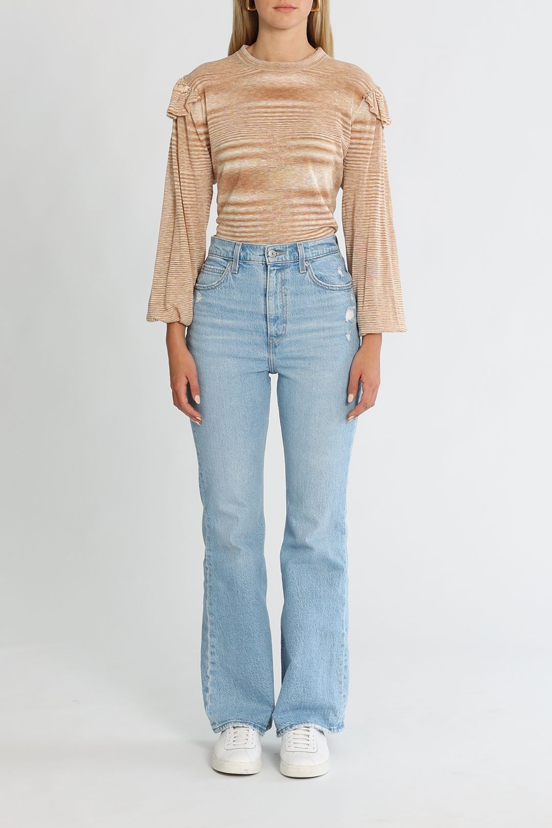 Hire Lily Frill Knit Jumper in Beige AJE GlamCorner