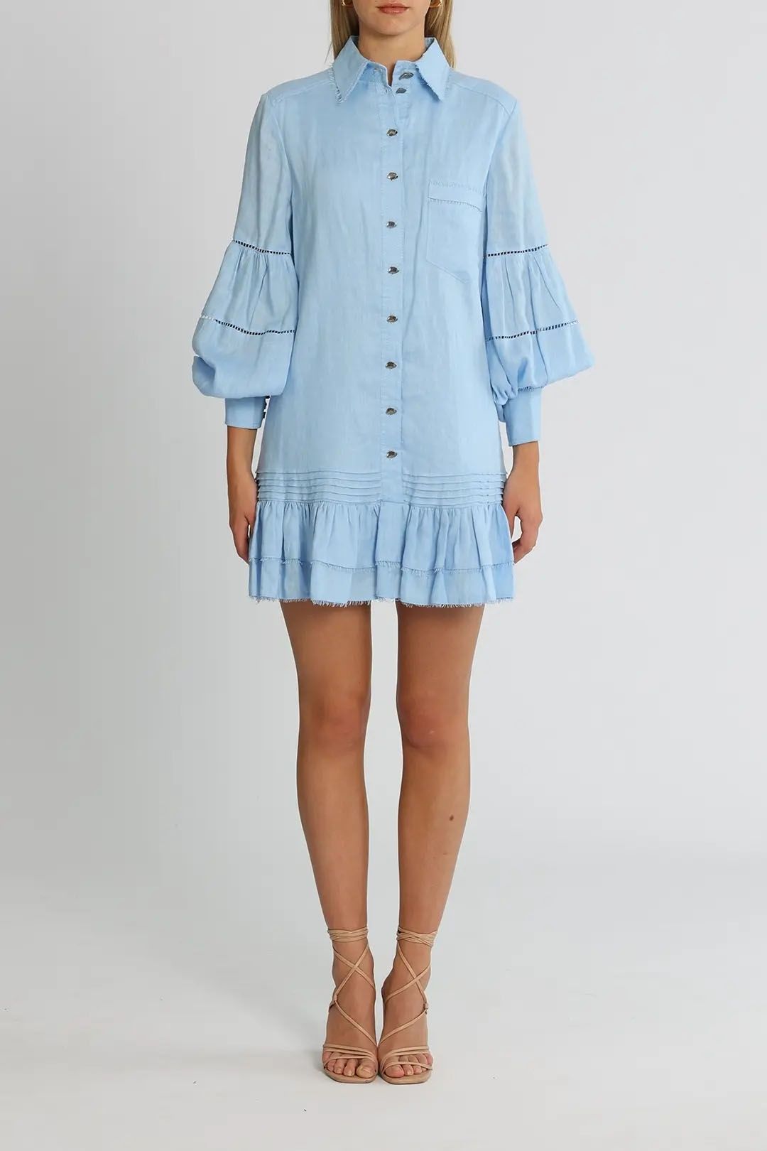 AJE Lotus Shirt Dress Blue